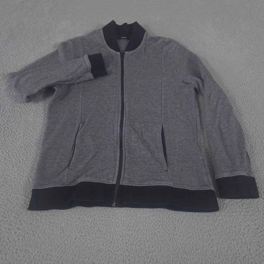 Alfani Jacket Mens L Full Zip Bomber 100% Cotton‎ Ribbed Trim Pockets Mock Neck